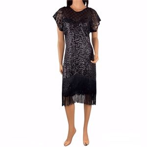 Unique Vintage Fringe Dress 1920s Flapper Size 2XL